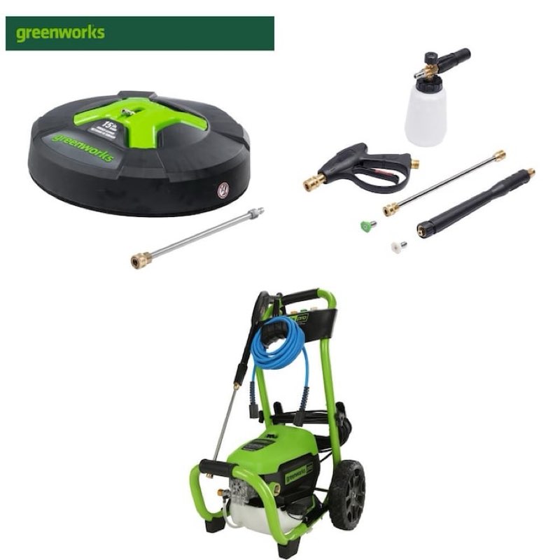 greenworks pro greenworks pro 2300 psi 1.2-gpm cold water electric pressure washer with 5 spray tips cleaning kit