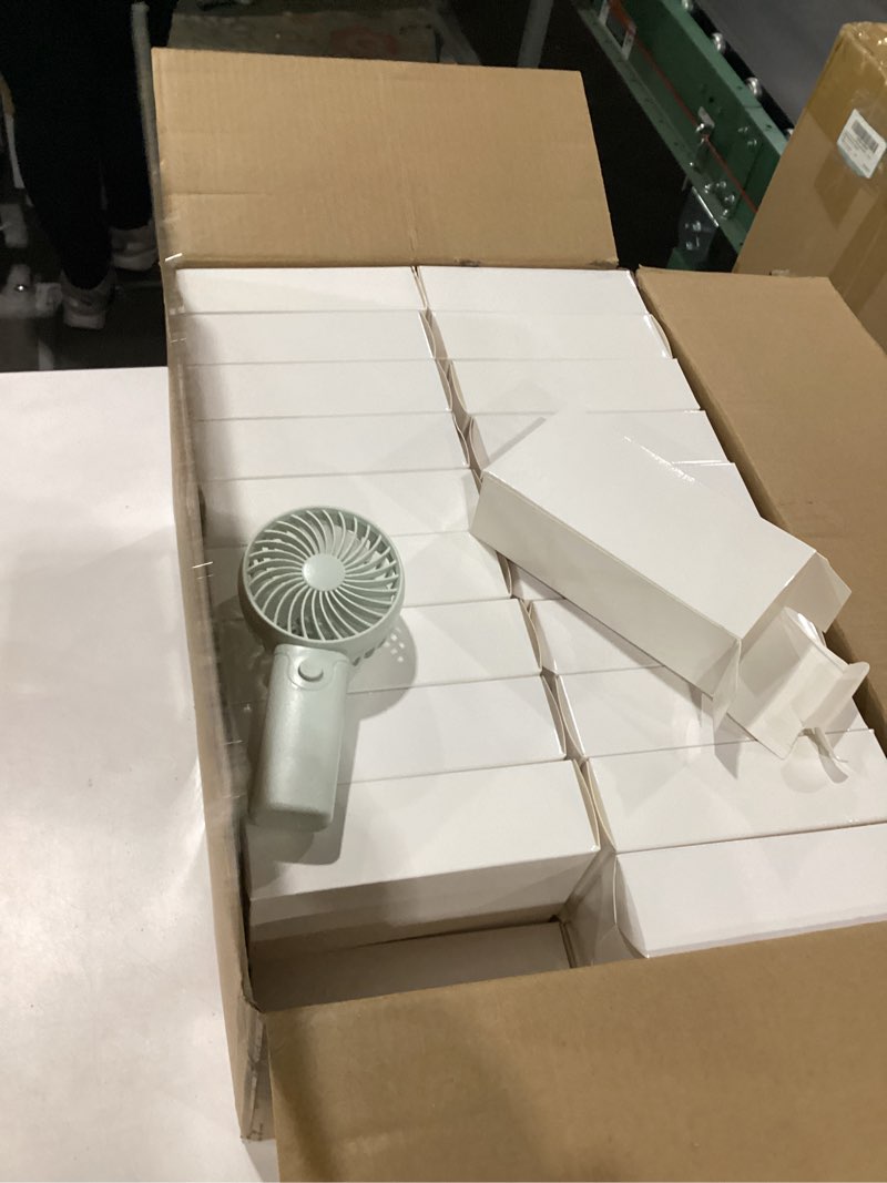 Condition photo showing New/Like New for woanger 60 pack mini powerful handheld fan bulk 3 speed usb rechargeable small desk fan summer gift for wedding beach outdoor women eyelash (white) 60 white