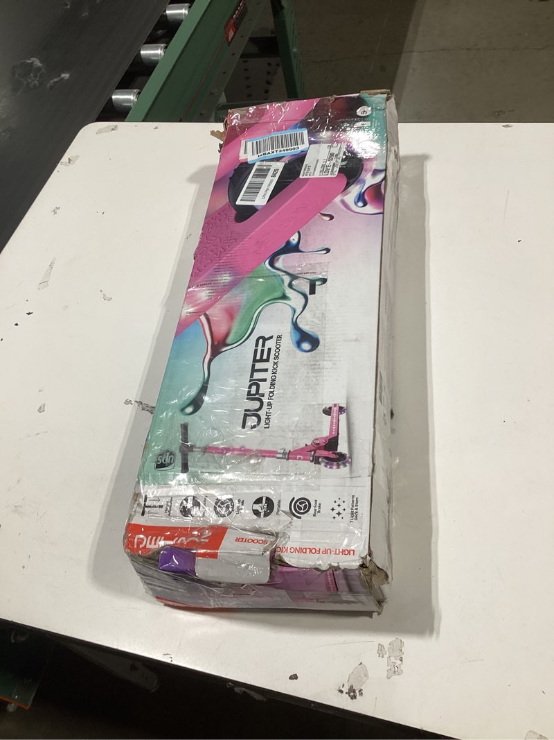 Condition photo showing Good Condition for jetson jupiter kids 2-wheel light-up kick scooter, led lights on handlebar, stem, wheels & deck, adjustable handlebar, rear brake, easy-folding mechanism, ages 5+ jupiter pink