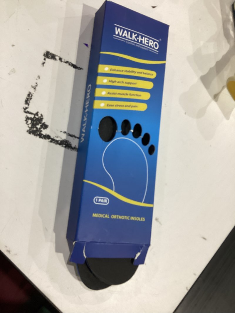 Condition photo showing As Is for plantar fasciitis feet insoles arch supports orthotics inserts relieve flat feet, high arch (mens 12-12 1/2 | womens 14-14 1/2) gray mens 12 - 12 1/2