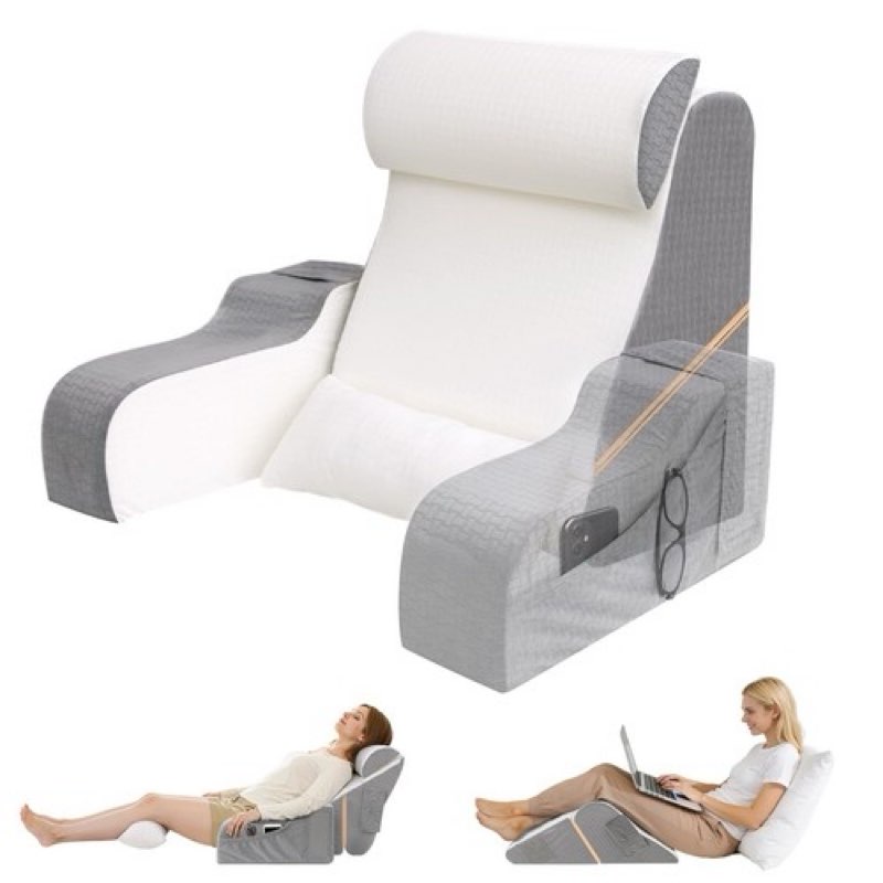 ESUERDO 5PCS Reading Pillow for Sitting in Bed Adult, 2 in 1 Foldable Back Wedge Pillow for Sleep, E (color may vary ours is pink)