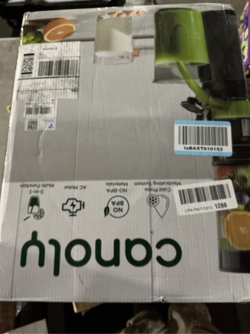 Condition photo showing Good Condition for Canoly C16 Cold Press Juicer, 6" Extra Wide Feed Chute, 3-IN-1 Strainers (Juice & Sorbet & Nut Milk), Powerful AC Brushless Motor, Self Precut System, Juicer Machines with BPA-Free (Space Gray)
