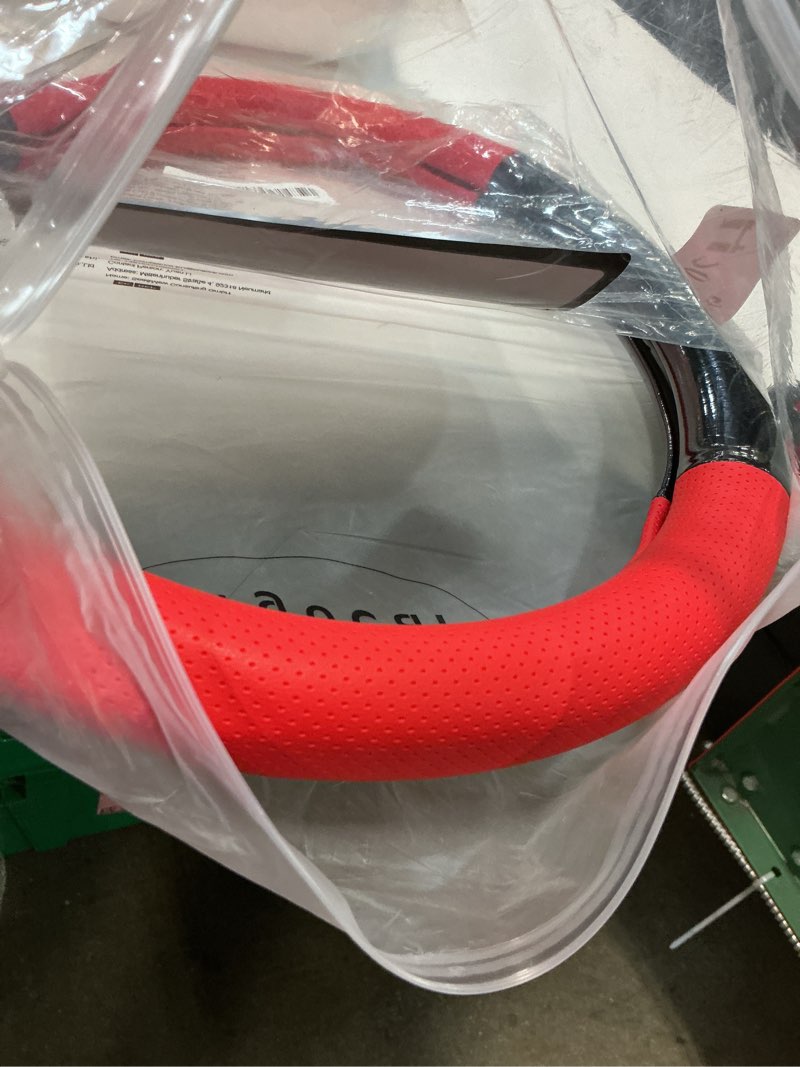 Condition photo showing Good Condition for ergocar car steering wheel cover non-slip car steering wheel protector sport d-shape carbon fiber & pu leather universal for diameter 38cm(15") (black-red-stripe-b)