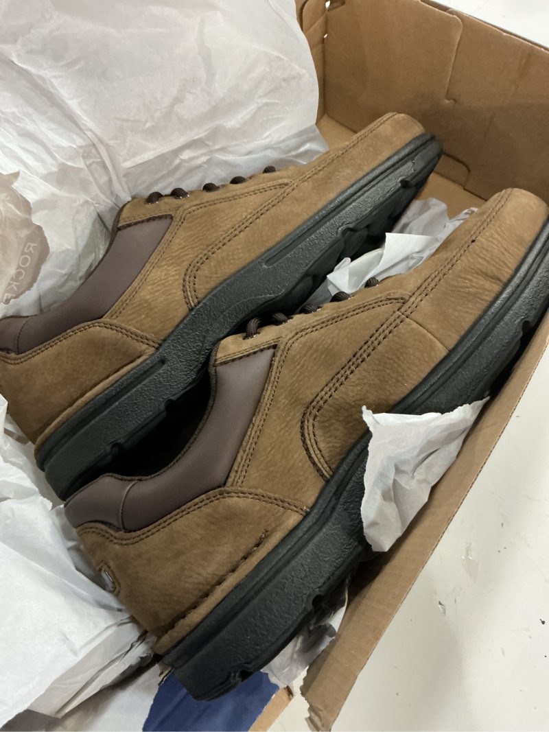 Condition photo showing New/Like New for (size:11w)rockport men's eureka walking shoe 11 wide chocolate nubuck