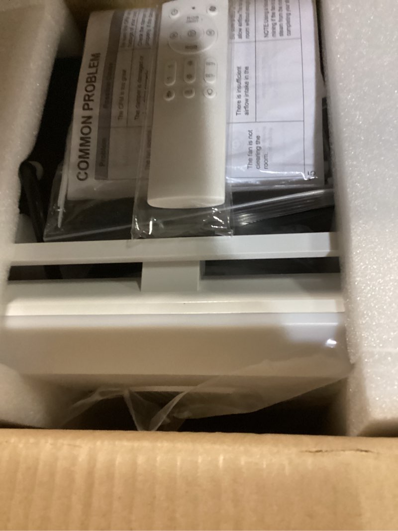 Condition photo showing As Is for bathroom exhaust fan with bluetooth speaker & led light, 230 cfm 0.1 sone ultra-quiet, 7-color rgb & 3cct adjustable, music sync, humidity sensor, remote control, easy install