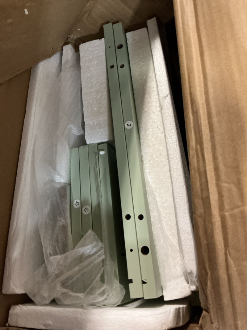 Condition photo showing As Is for masupu 4 drawer dresser, drawer chest, tall storage dresser chest cabinet organizer unit with gold metal legs, nightstand for bedroom, living room, closet, hallway green stripe d.green