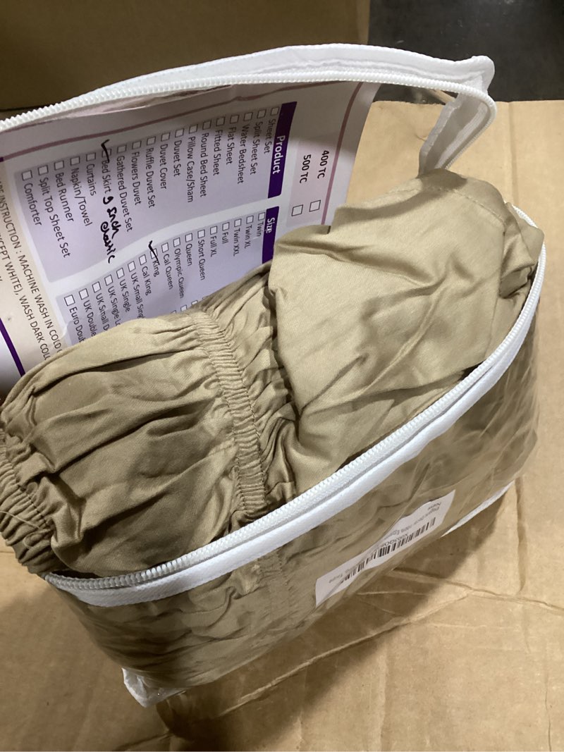 Condition photo showing Good Condition for Elegant Decor 100% Egyptian Cotton Bed Skirt - 9" Drop Wrap Around Luxury - 650 Thread Count - Adjustable Elastic Dust Ruffles Wrinkle & Fade Resistant Bed Skirt - King, Taupe King Taupe