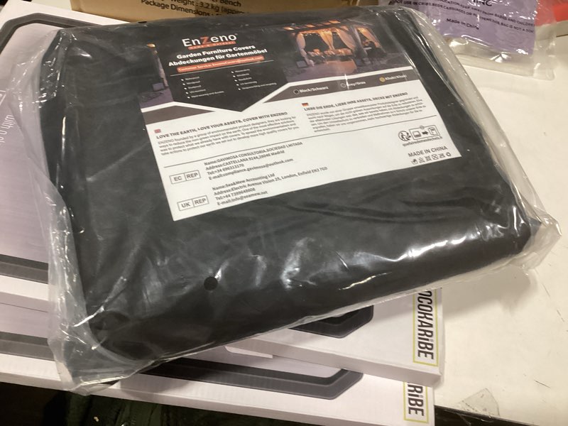 Condition photo showing New/Like New for Enzeno Garden L-Shape Furniture Cover Waterproof, 420D Heavy Duty Oxford Fabric Outdoor Rattan Corner Sofa Cover with Waterproof Tape (Black, 87x113x34inch) L-Shape 87x113x34inch