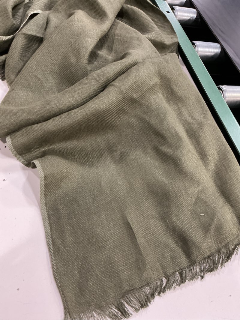 Condition photo showing As Is for (50x60, color olive)organic airy gauze throw(quince)