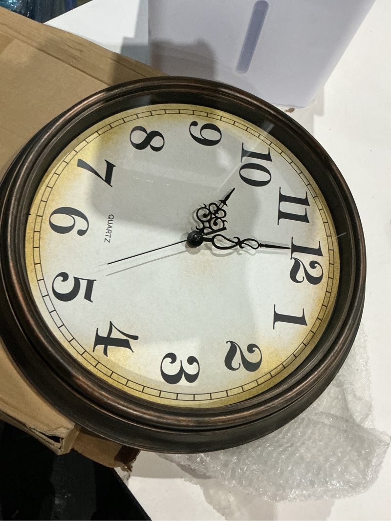 Condition photo showing Good Condition for yoiolclc large wall clock 16 inch silent non-ticking vintage wall clocks battery operated for living room office school (bronze) 16'' bronze