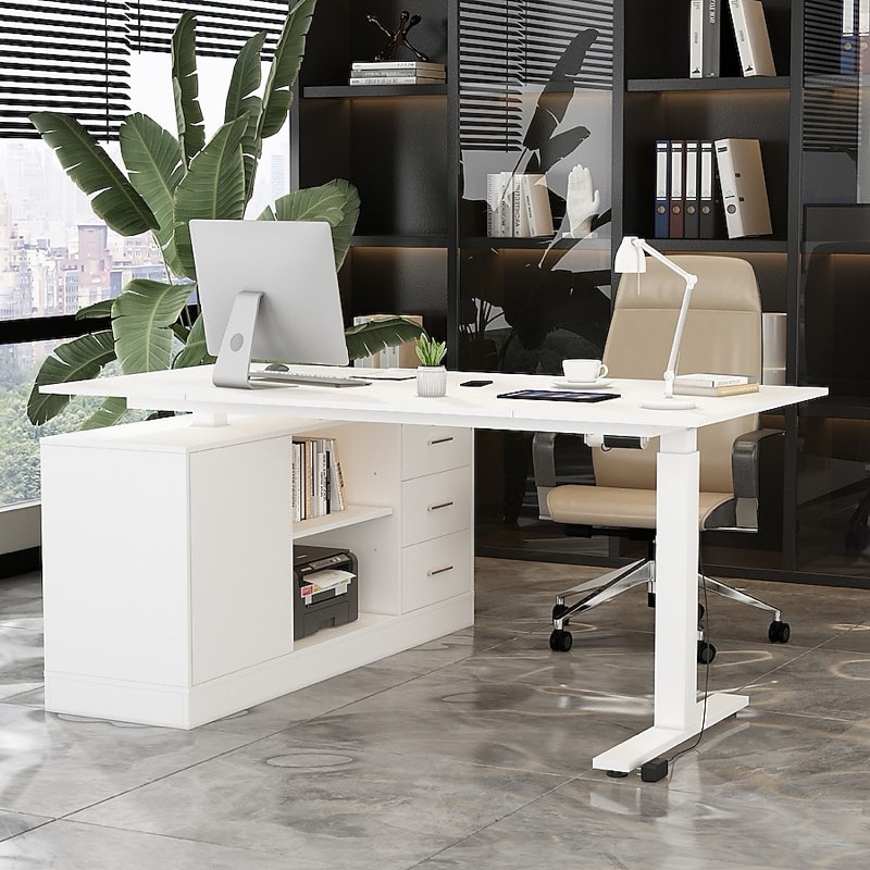 Incomplete * missing box * FUFU&GAGA 63-in White Modern/Contemporary L-shaped