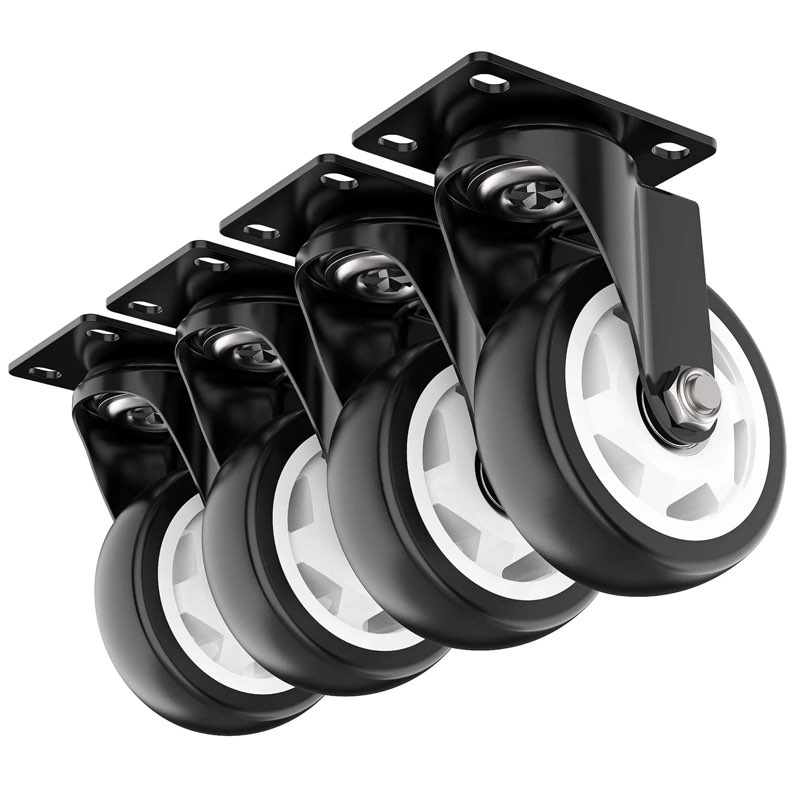 4   inch   plate   casters   –   heavy   duty   swivel wheels   with   &   without   brake