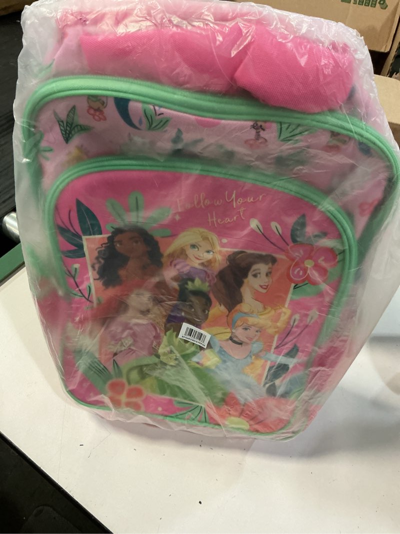Condition photo showing Good Condition for disney 16" princesses girls rolling backpack with adjustable handle pink