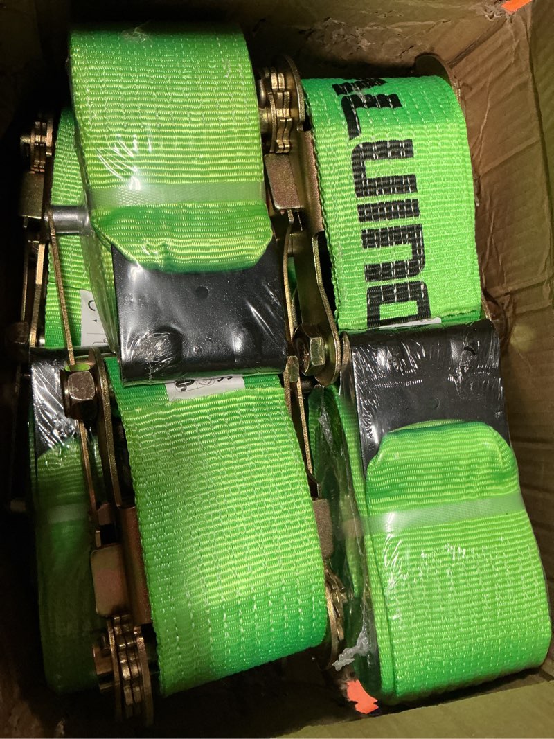 Condition photo showing New/Like New for 4 pack 4 inch kinedyne straps flatbed 4x30 truck strap with flat hook for flatbed trailer winch strap heavy duty 4 inch ratchet straps flatbed orange
