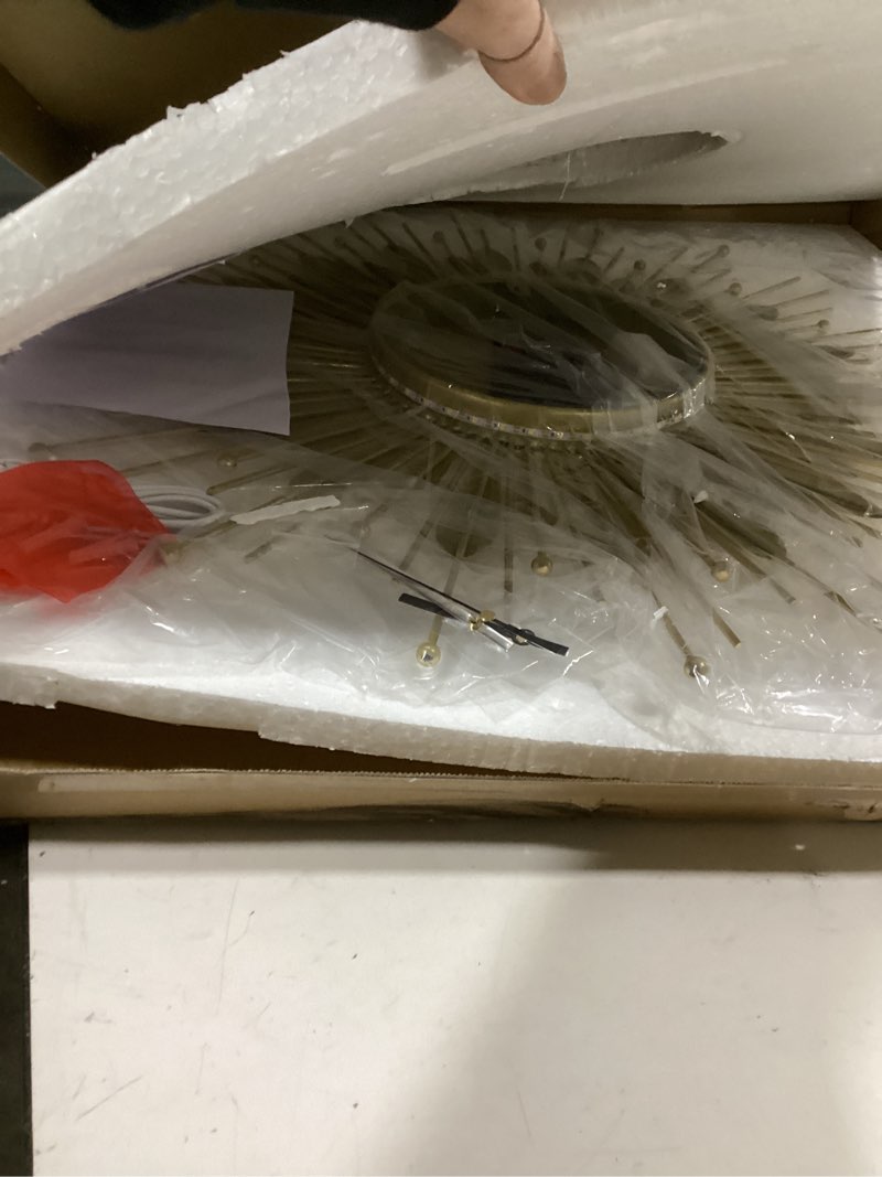 Condition photo showing New/Like New for 27" Gold Mid Century Modern Wall Clock?Battery Operated Decorative Decorative Metal Wall Clock for Living Room/Bedroom/Office/Bathroom Wall Art&Clocks 27inch