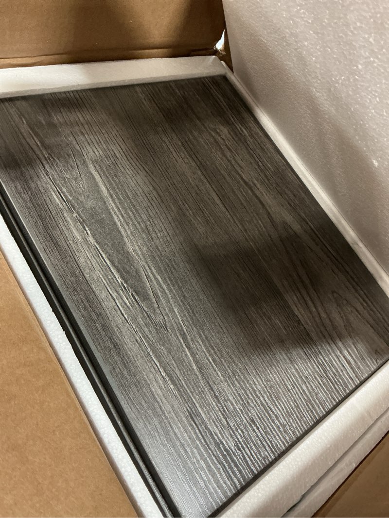 Condition photo showing Good Condition for SUPERJARE Nightstand with Charging Station, Bed Side Table with Adjustable Fabric Drawer, Night Stand for Bedroom, 3-Tier Storage End Table, for Living Room, Charcoal Gray M (11.8"D x 15.7"W x 23.4"H) Charcoal Gray and Black