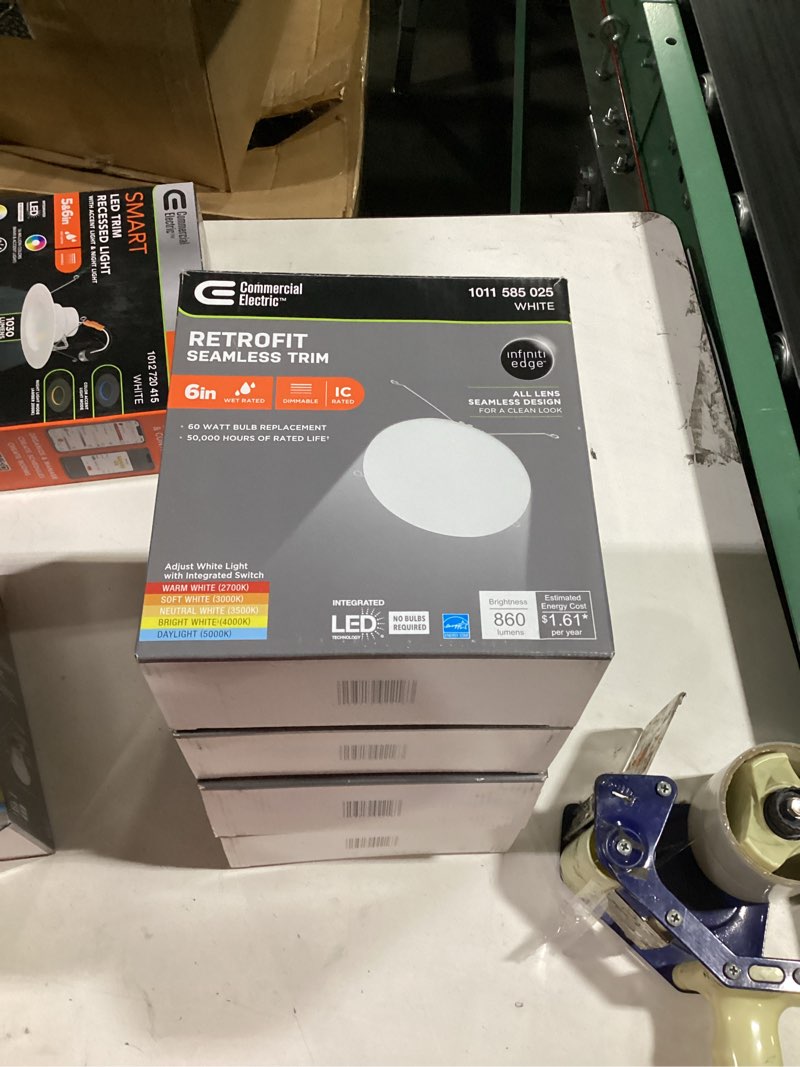 Condition photo showing Good Condition for 4 pack 6 in. led infinitiedge recessed retrofit light trim, adjustable cct