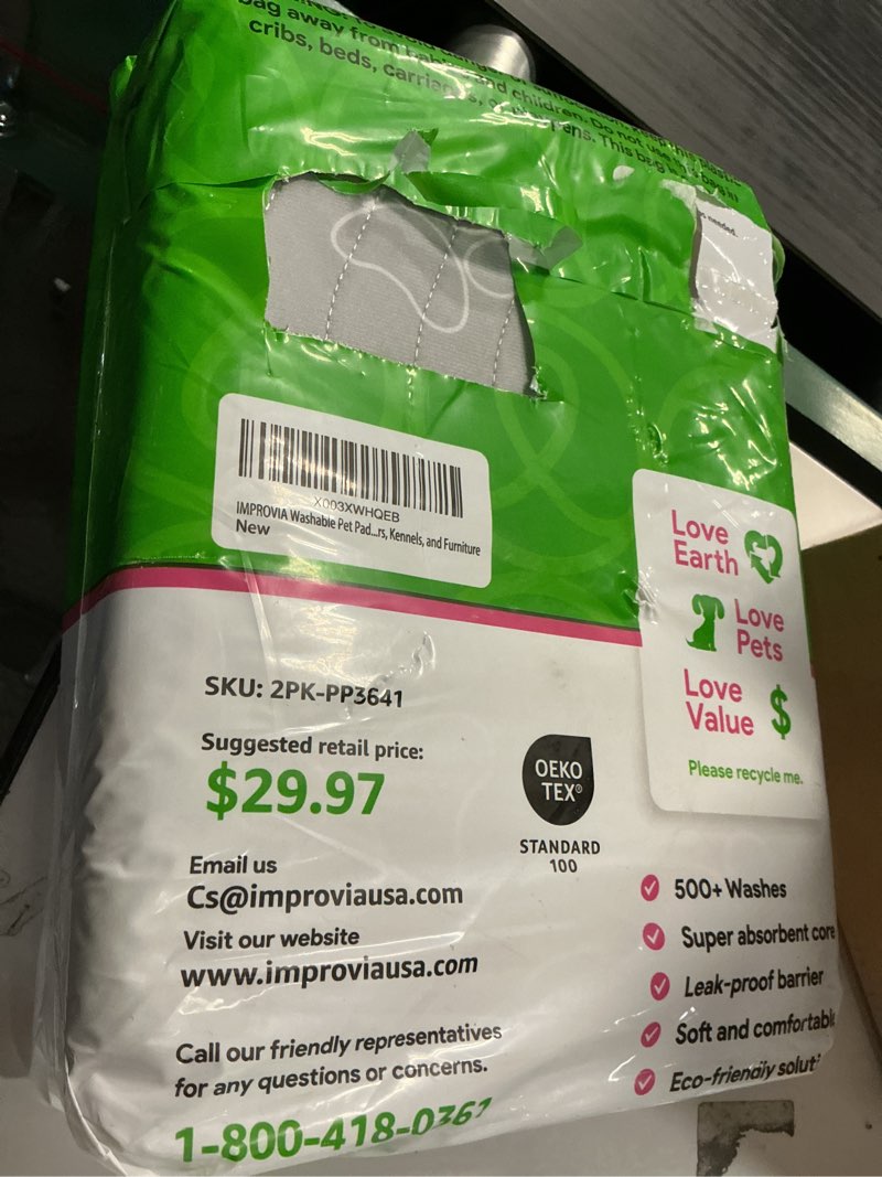 Condition photo showing Good Condition for IMPROVIA® Reusable Puppy Pad – Waterproof, Extra-Absorbent, Washable Pee Pad for Dog Training, Whelping, & More – Protect Your Floors & Pet with Quick-Drying Potty Pad (Paws & Hearts, Medium 36"x41") Paws & Hearts Medium 36"x41" (Pack of 2)
