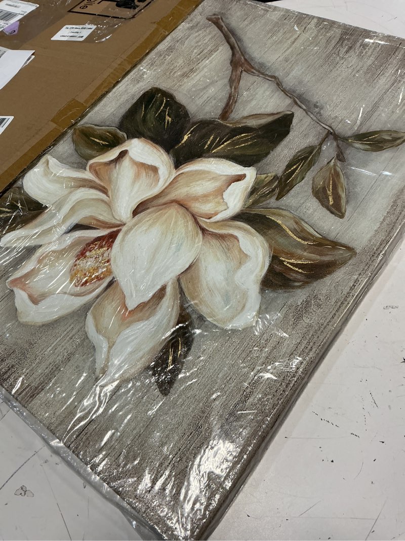 Condition photo showing New/Like New for utop-art floral canvas wall art painting white rose flower green leaves hand painted texture picture artwork for bedroom plant wall decor bathroom walls (18'' x 24'' x 1 panel) floral art 24"l x 18"w