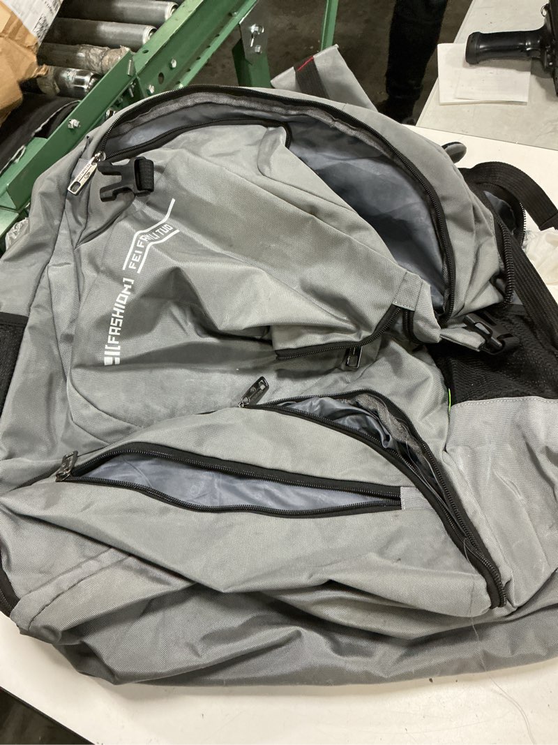 Condition photo showing As Is for fishing backpack, tackle storage,  trays one size black