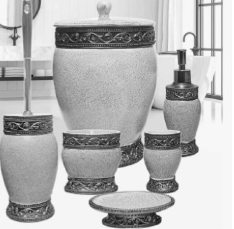 6 Pieces Bathroom Accessories Set Including Trash Can, Cup, Toothbrush Holders, Soap Dishes, Soap Di