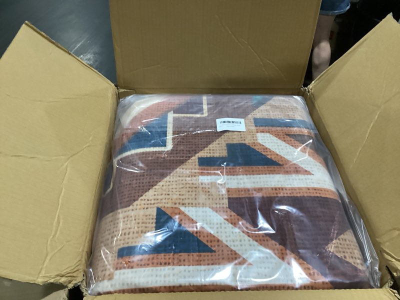 Condition photo showing New/Like New for western rug for living room, 9x12 non slip low pile aztec rug for bedroom, dining room rugs for under table, office, large machine washable area rugs, red brown red brown 9' x 12' (rectangular)