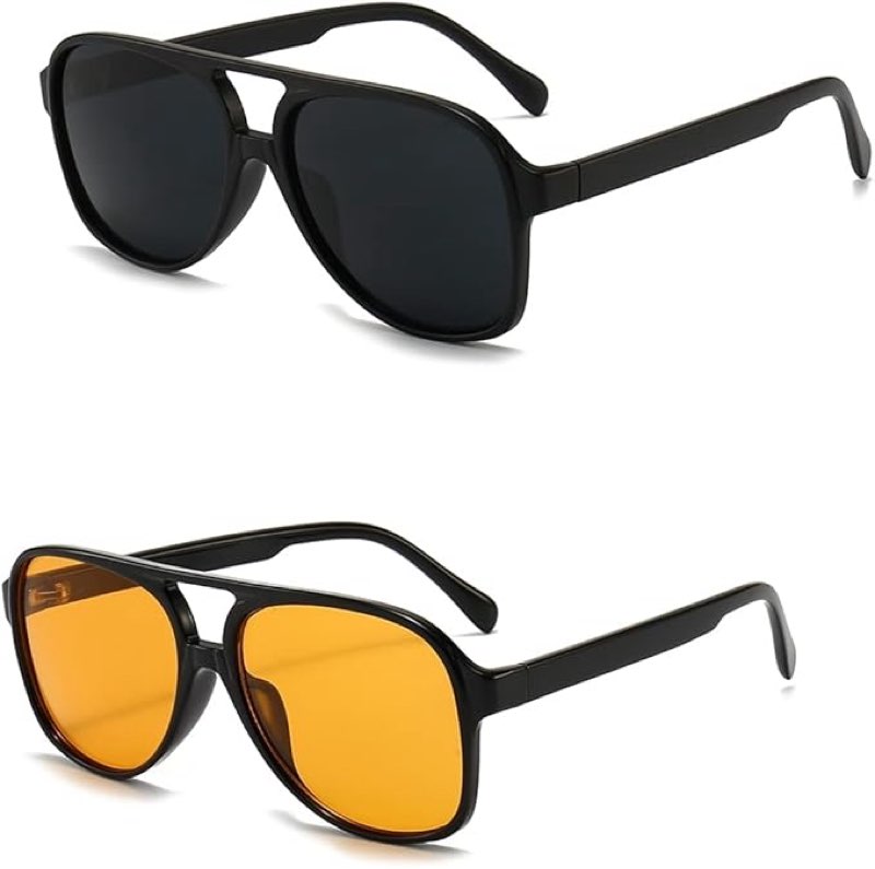 livho Vintage Aviator Sunglasses for Women Men 70s Glasses Retro Oversized Yellow Lens Shades