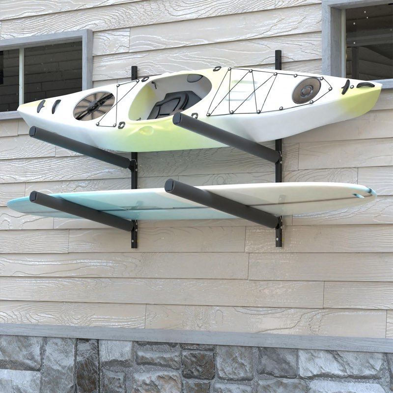 FitiRoker Heavy-Duty Kayak Wall Rack – Multi-Level Adjustable Storage for Multiple Kayaks, Rubber kayak holders