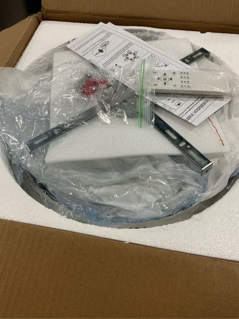 Condition photo showing New/Like New for Garwarm Modern Ceiling Light, 30.3in Dimmable LED Flush Mount Ceiling Lamp, 75W Acrylic Petals Ceiling Chandelier Lighting Fixture with Remote Control for Living Room Bedroom Dining Room (White) White 30.3in