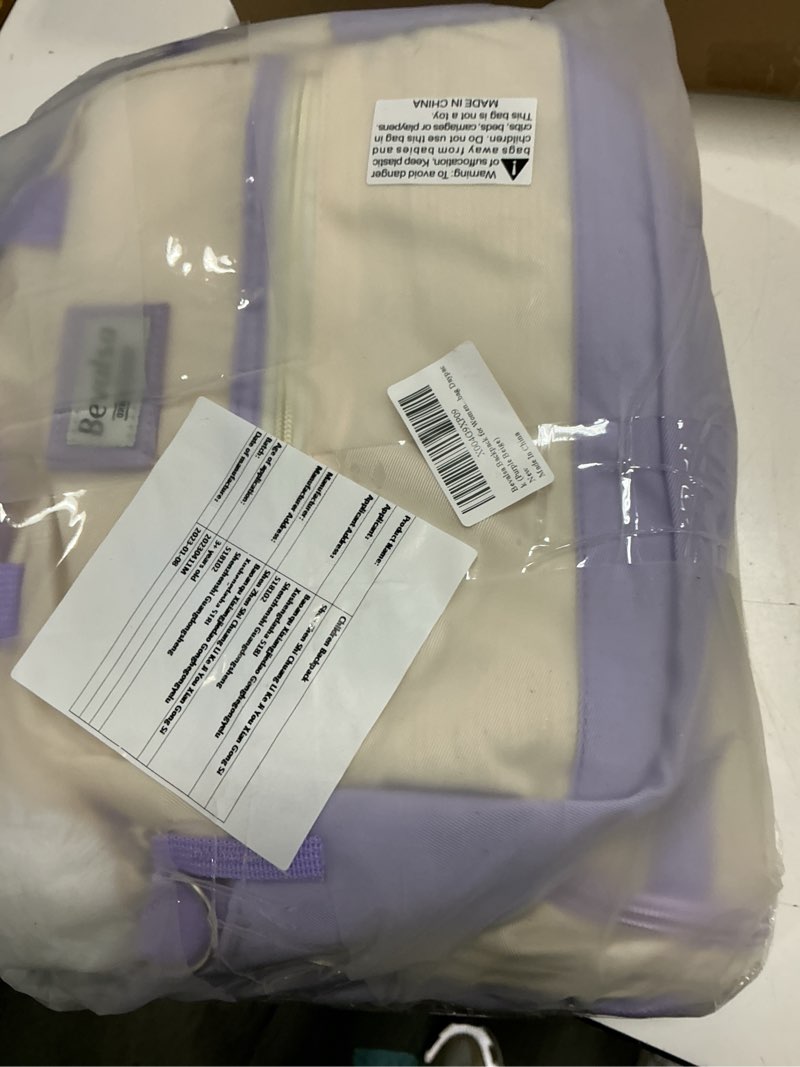 Condition photo showing New/Like New for bevalsa backpack for girls, school backpacks for girls, kids backpack with lunch box & pencil pouch for teens girl kids elementary middle high school college student bookbag daypack (purple beige)