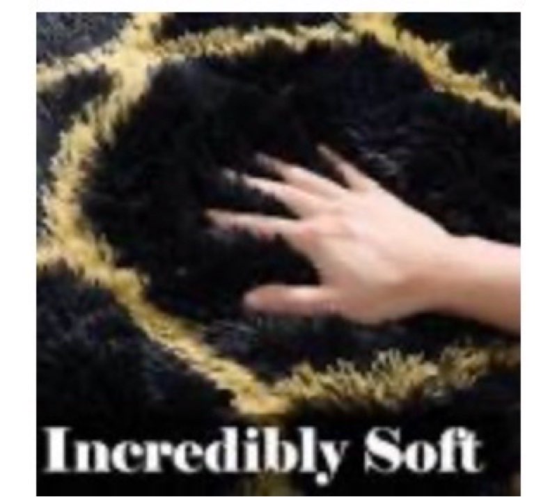 onasar 6x9 area rugs for living room bedroom, large fluffy black and gold throw rug, geometric soft 