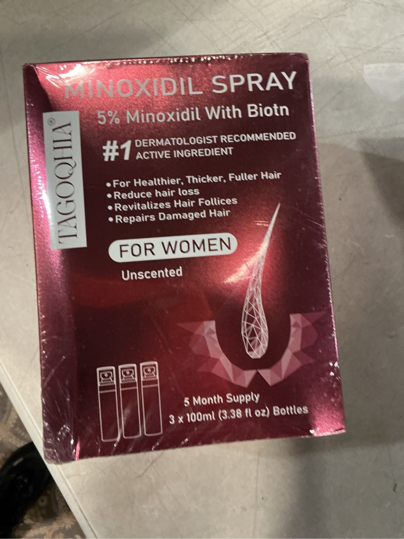 Condition photo showing New/Like New for 5% minoxidil for women hair regrowth spray, hers hair regrowth treatment infused with biotin, extra strength treatment to combat hair loss and thinning, 6 bottles?100 ml)