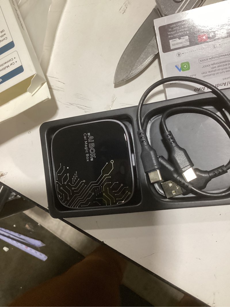 Condition photo showing Good Condition for 4-in-1 Wireless CarPlay Adapter for Streaming Netflix/YouTube/TikTok/TF Card, 2026 Magic Video AI Box & Android Auto Dongle [Dual Band WiFi, Bluetooth 5.3] Plug & Play, Fits for OEM Wired Car Play Car Black