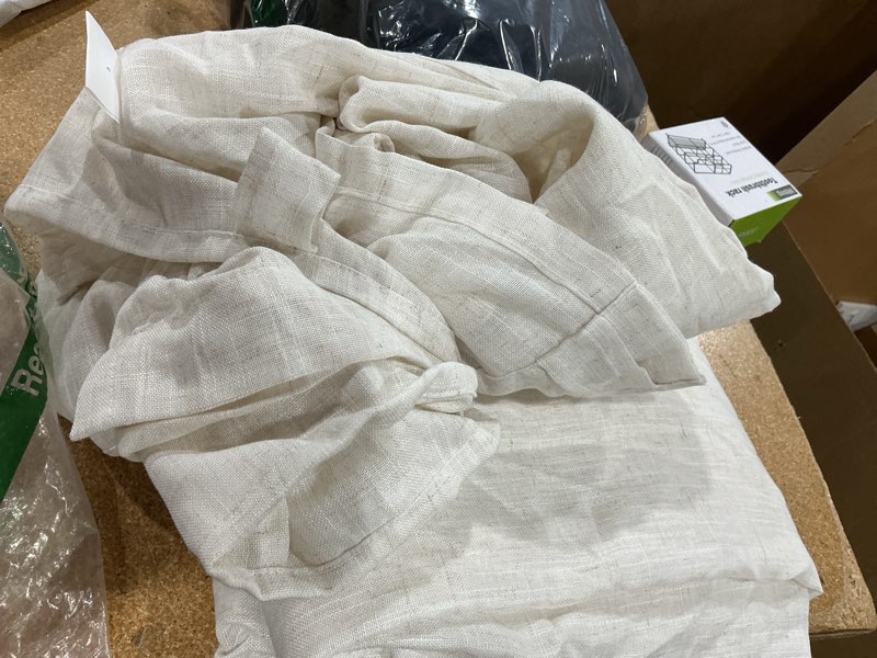 Condition photo showing Good Condition for xtmyi oatmeal beige curtains 84 inches long for living room 2 panels sets stone washed linen earth tone decor back tab rod pocket boho neutral greige earthy sheer curtain for bedroom 50"w x 84"l (pack of 2) oatmeal