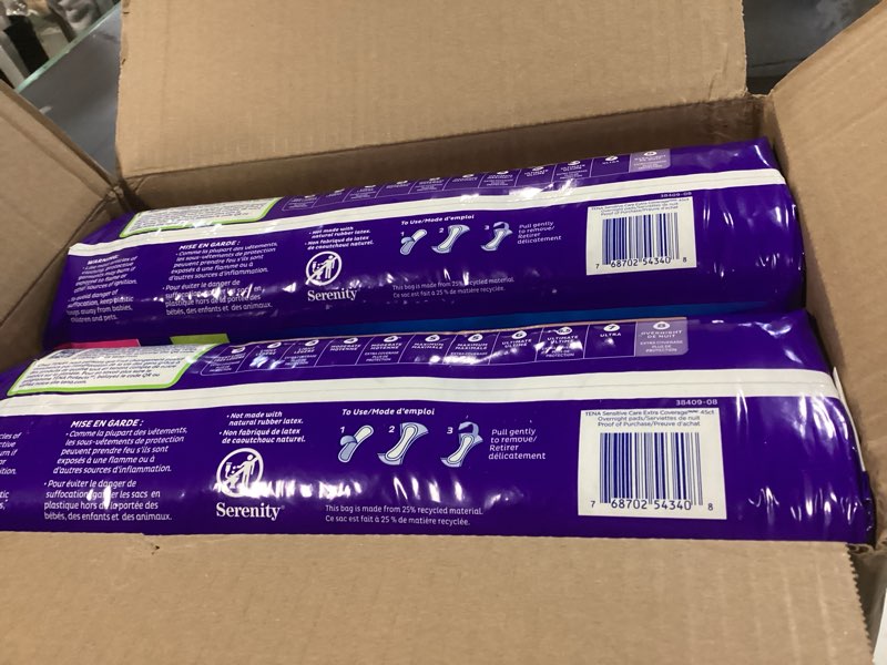 Condition photo showing Good Condition for TENA Sensitive Care Incontinence Pads, Bladder Control & Postpartum for Women, Overnight Absorbency, Extra Coverage - 90 Count