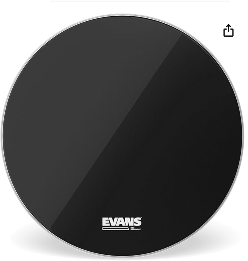 Evans 16" EQ3 Black Bass No Port 16 Inch Black