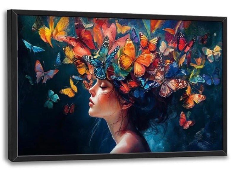 Large Butterfly Girl Wall Art for Living Room, Butterfly Aesthetics Canvas Oversized Wall Decor Fram