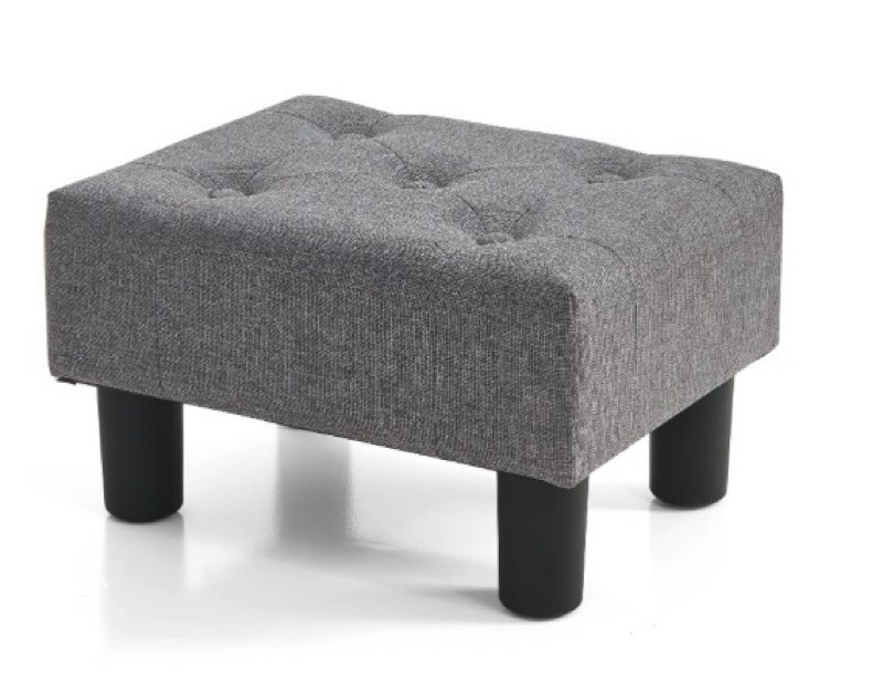 brian & dany pack of 2 small foot stool, velvet footstool with wood legs, footstools for living room, ottoman footrest extra seating for entryway, light grey