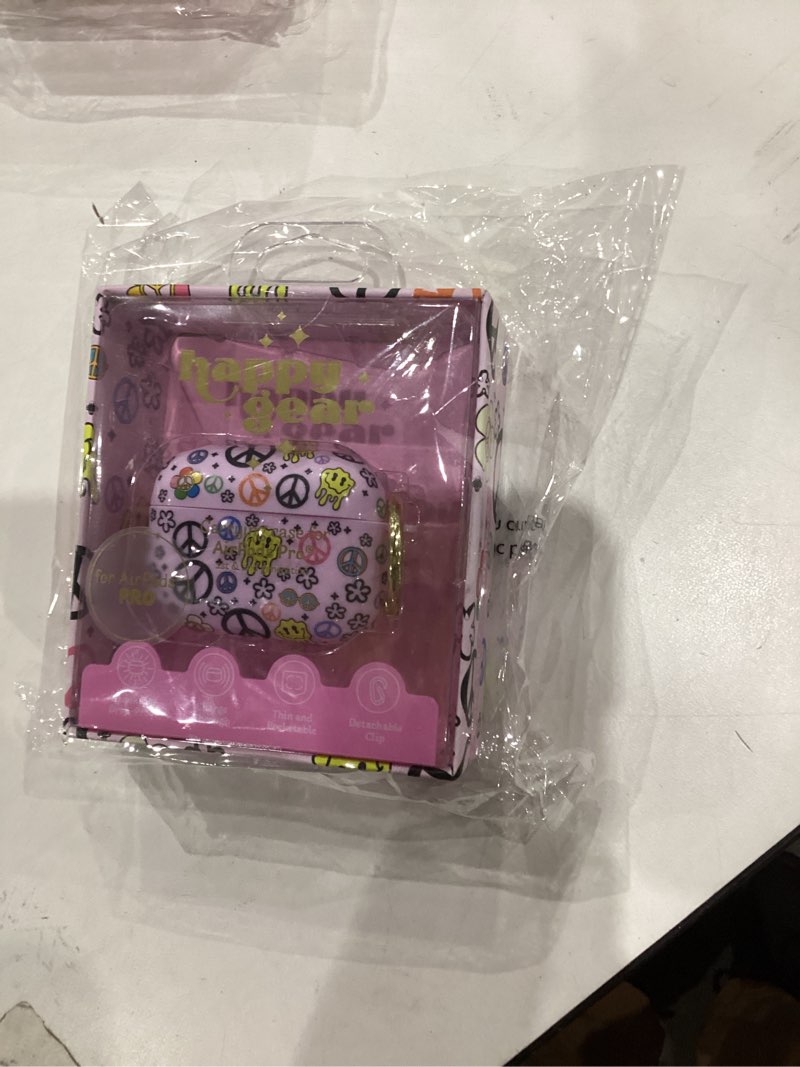 Condition photo showing New/Like New for Happy Gear Silicone AirPods Pro Case Cover – Protective Shockproof & Dustproof AirPod Cover Case with Keychain - Printed Designs Compatitble with AirPods Pro Peace/Pink