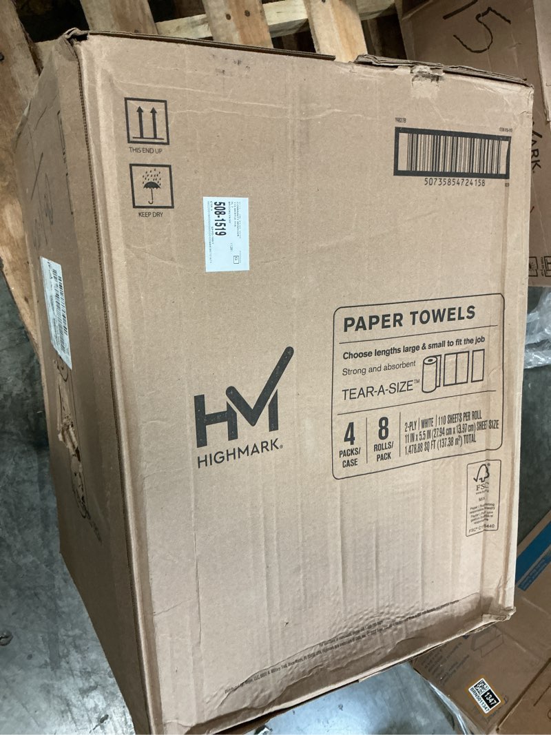 Condition photo showing New/Like New for highmark kitchen 2-ply paper towels, 5", 110 sheets per roll, 8 rolls per pack, case of 4 packs