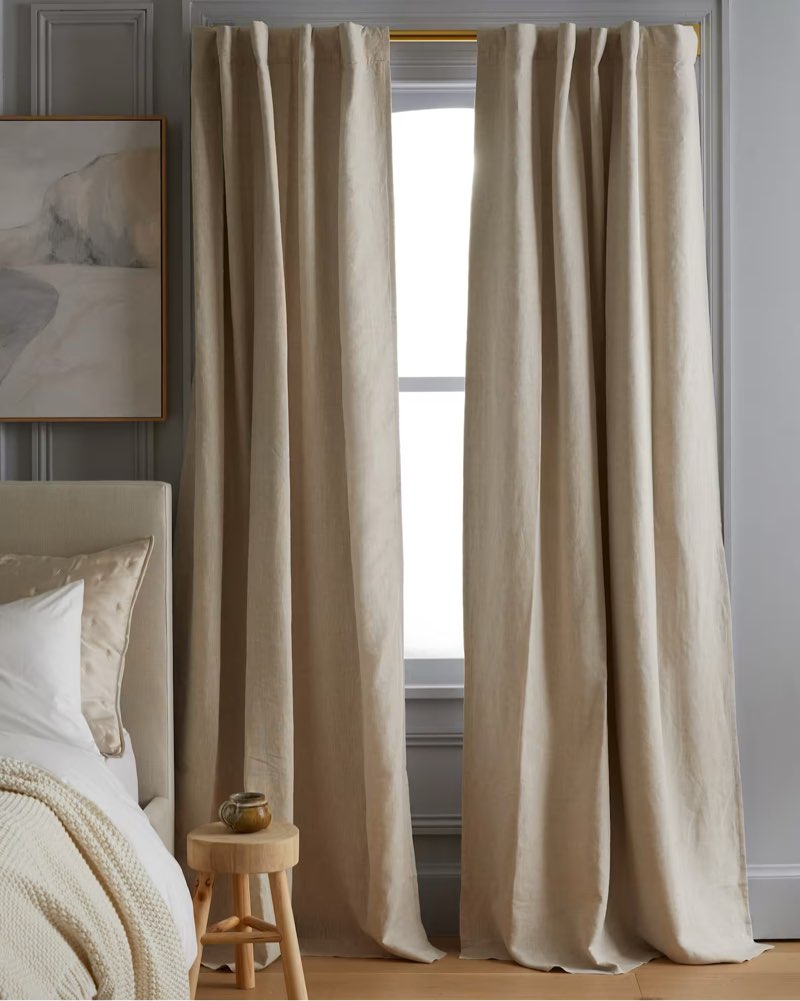Quince   European Linen Room Darkening Curtain - Single  1 Panel  Size: 48x96 Color: Flax