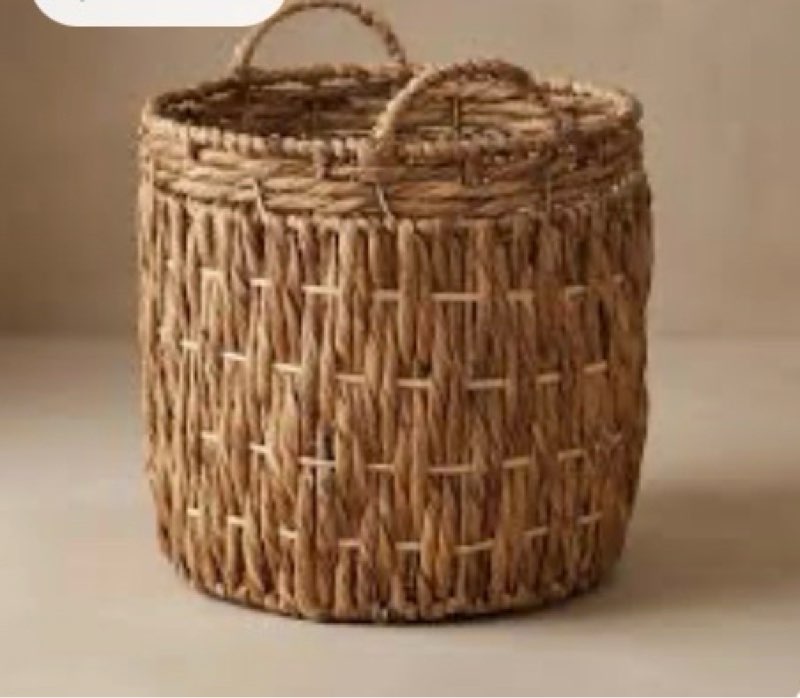 Tall wicker basket with handles