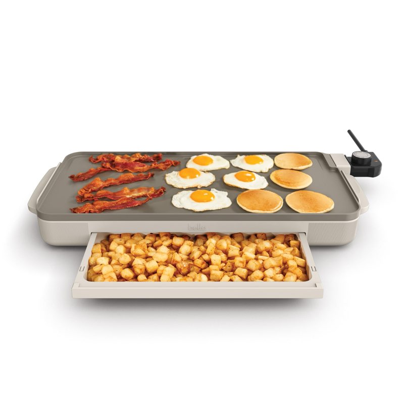 bella 10\" x 20\" Electric Griddle with EverGood™ Ceramic Nonstick Coating, Removable Temperature Probe