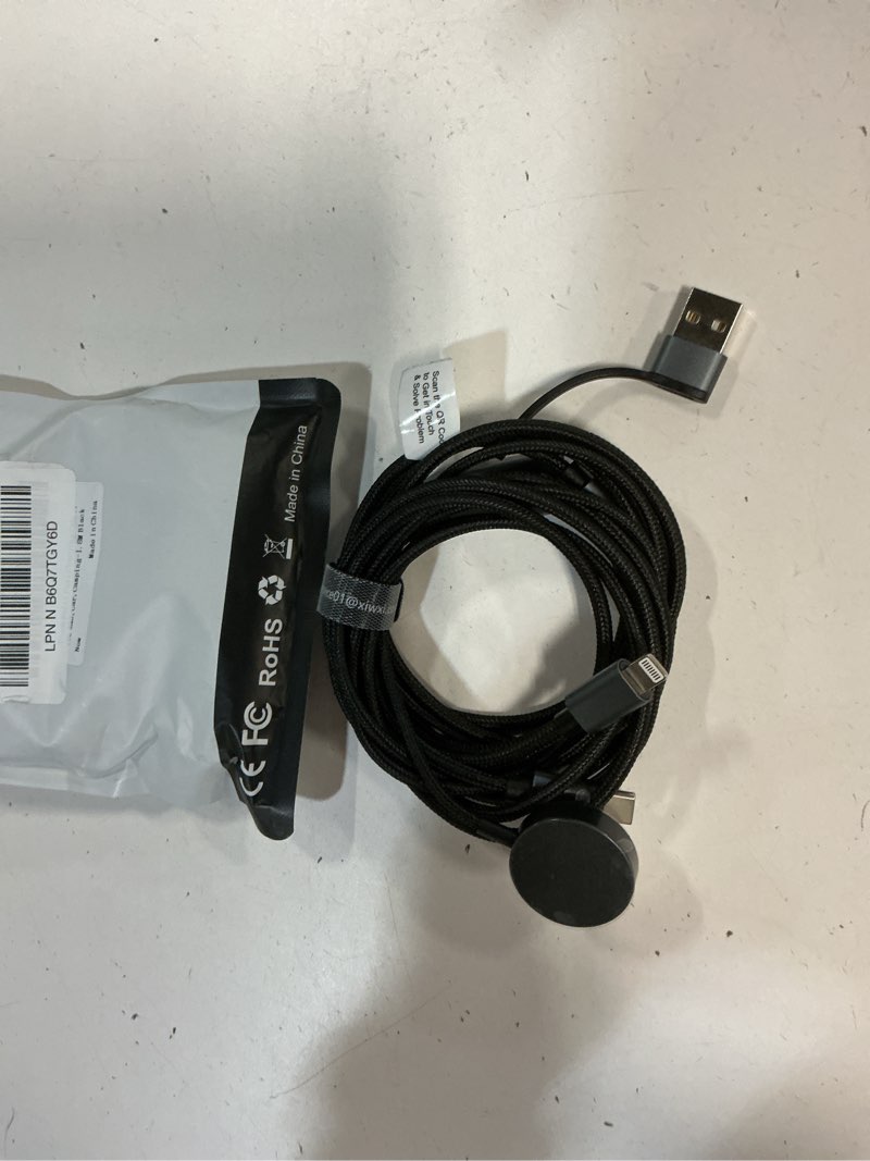 Condition photo showing New/Like New for 2pack multi charging cable cord for travel essentials,apple watch charger,iphone charger,[3-in-2] type c/lightning cable portable designed for iwatch,iphone 17-8,galaxy s25-21,airpods,ipad-1.8m black 2pack-6 ft black