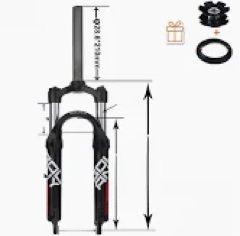 bolany 20/24inch bike suspension air fork 28.6mm(1-1/8inch)*220mm thread-less straight steerer 9mm d