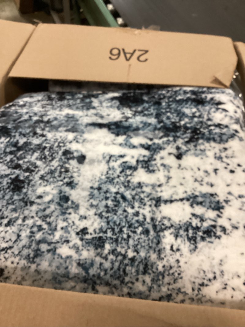 Condition photo showing Good Condition for Rugflix 8x10 Area Rugs for Living Room, Washable Large Rug Stain-Resistant Low Pile, Modern Dark Carpet for Dining Room Home Office Kid Room Nursery Bedroom, Navy Blue/Black Ocean Blue 8' x 10' (Rectangular)