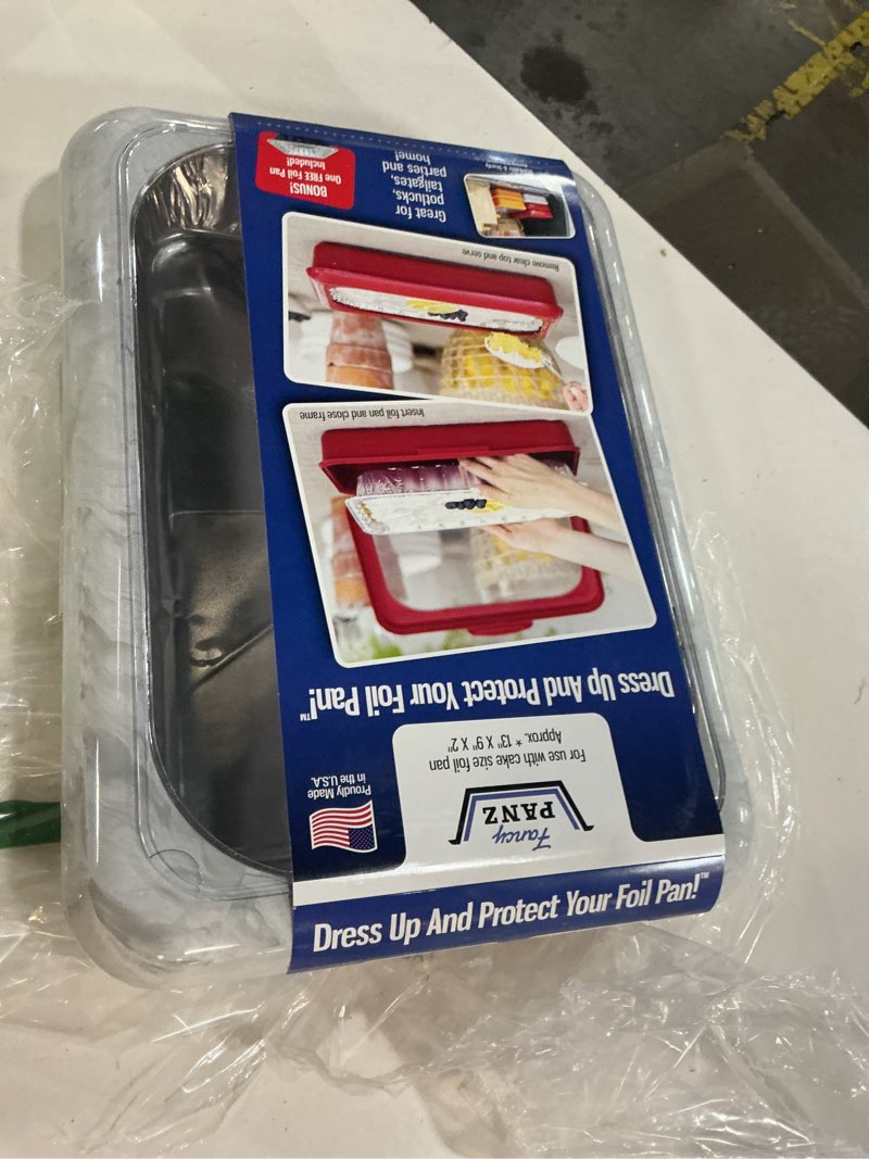Condition photo showing New/Like New for fancy panz marble 9x13x2 aluminum foil pan carrier with lid - reusable casserole carrier - portable food transport holder for potlucks, parties, tailgates & entertaining