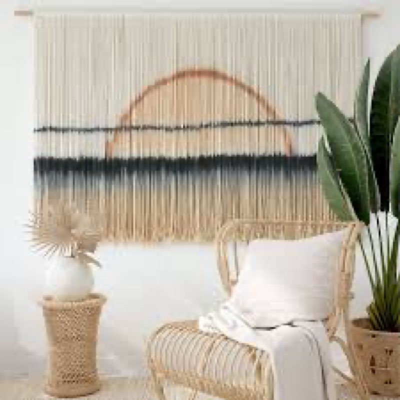 Jakalin Macrame Wall Hanging Large Sunset Dip Dye Boho Tapestry Handmade Woven Cotton Wall Art for B
