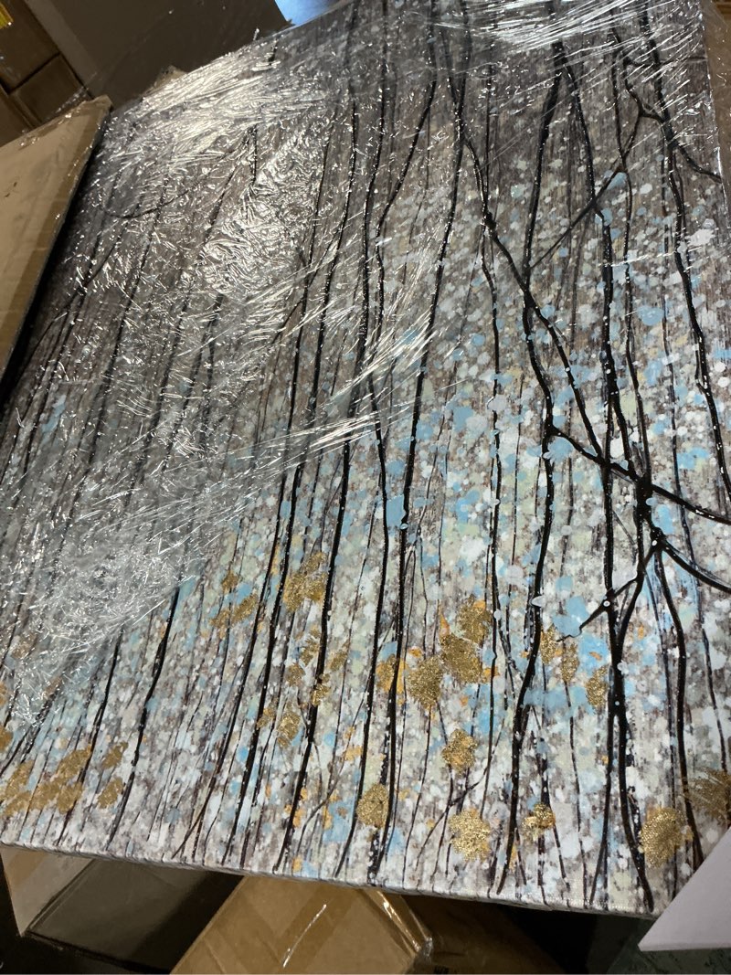 Condition photo showing New/Like New for yihui arts abstract tree canvas wall art - brown forest paintings with gold foil - modern landscape pictures for living room bedroom bathroom decor 40"l x 30"w abstract tree
