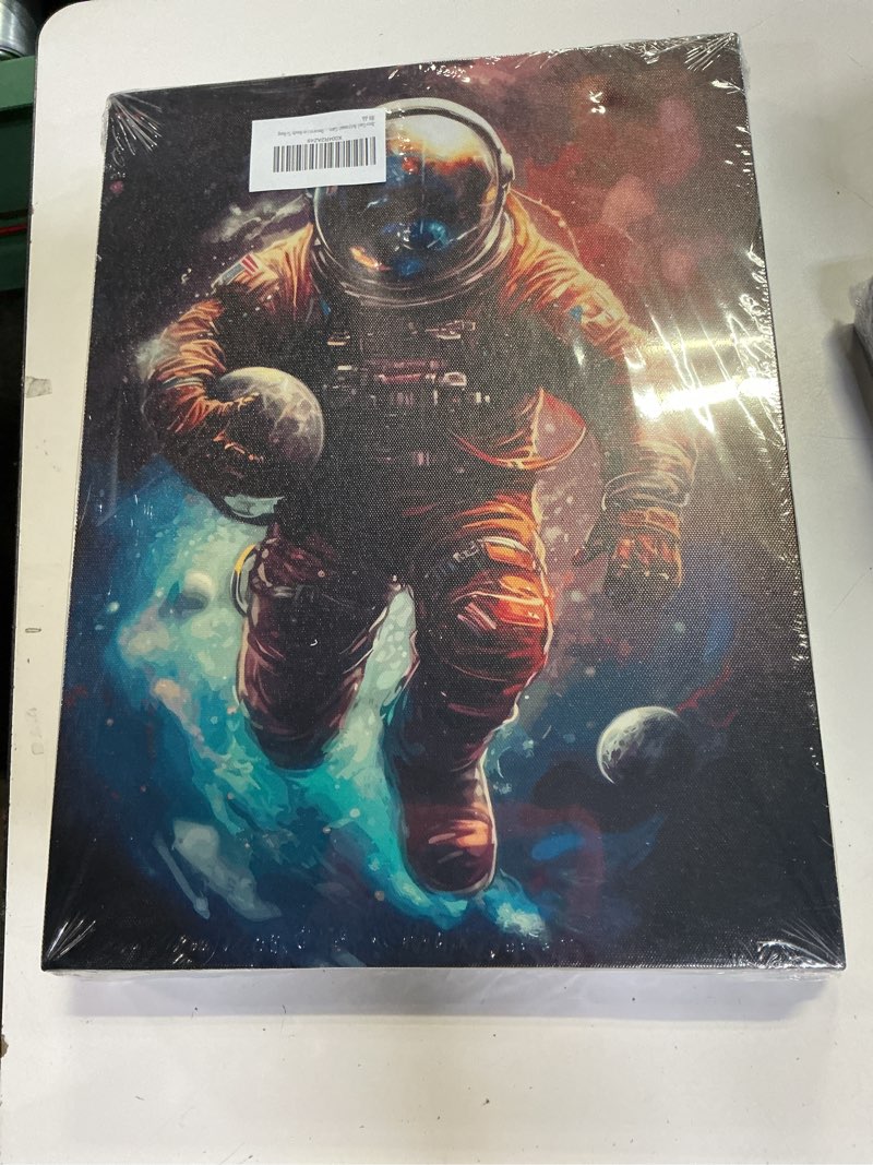 Condition photo showing New/Like New for 3pcs cool astronaut canvas wall art whimsical astronaut posters prints paintings teen boys spaceman wall decor pictures for teen boys room living room bedroom decoration unframed astronaut-2 16"l x 12"w-posters